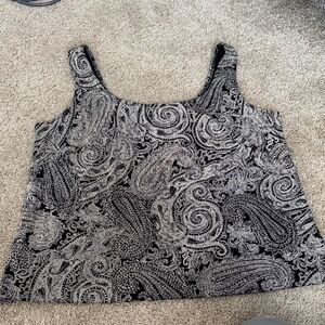 Alex Evenings Black and Silver Paisley Tank Top